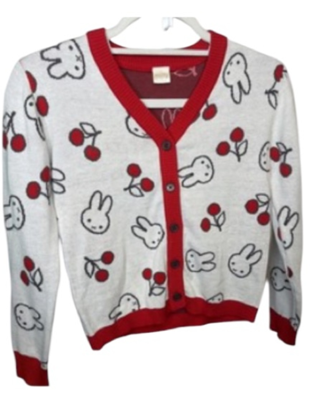 Miffy Red-Trim Bunny & Cherry Cardigan NWT Size XXL